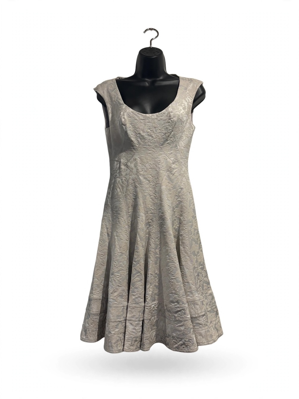 ZAC Zac Posen Silver Damask A-Line Scoop-Neck Dress - Picture 1 of 5
